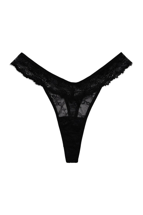 Wolf & Whistle - Ariana Everyday Lace Thong - Black